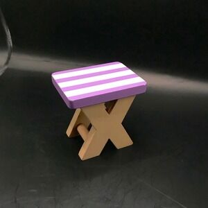 KidKraft Wooden Dollhouse Furniture Replacement Stool Purple White Striped Table